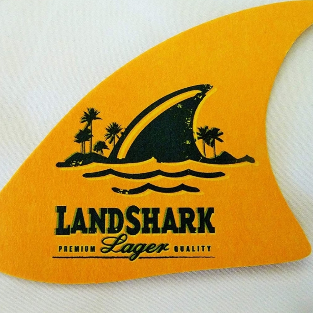 Land shark Beer Coasters Fin Shaped. Set of 2
